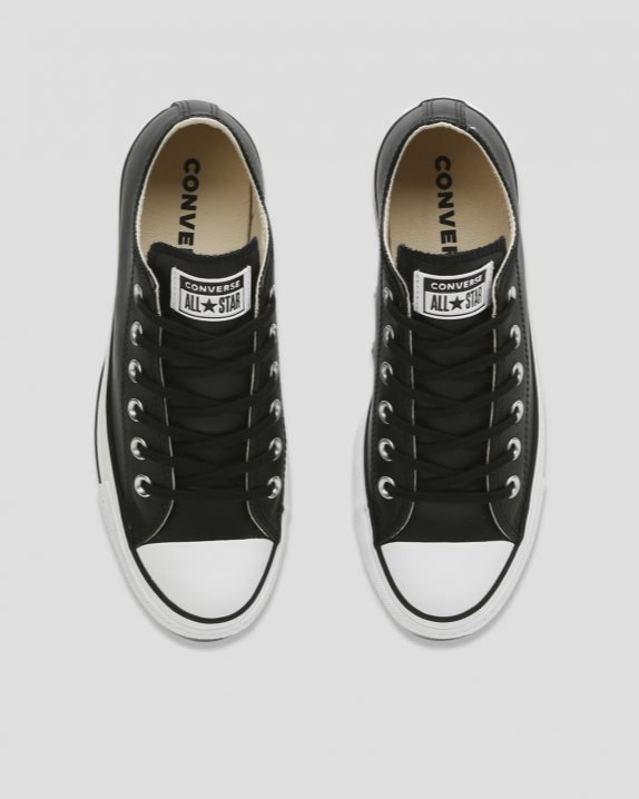 Womens Converse Chuck Taylor All Star Lift Clean Leather Low Top Black - Click Image to Close