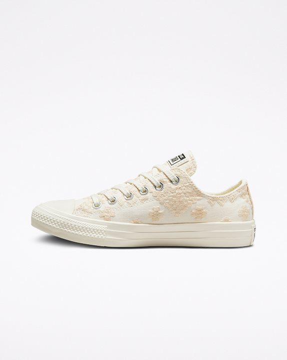 Womens Converse Chuck Taylor All Star Festival Broderie Low Top Vintage White - Click Image to Close
