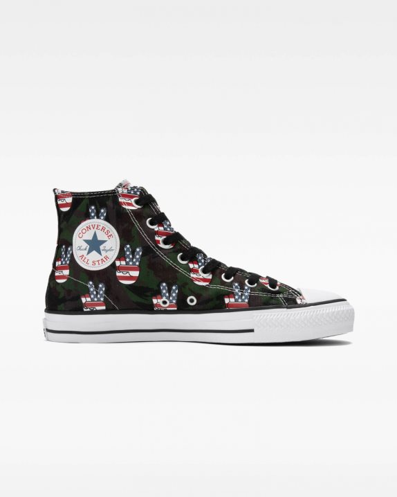 Unisex CONS Chuck Taylor All Star Pro Camo Peace High Top Cypress Green - Click Image to Close