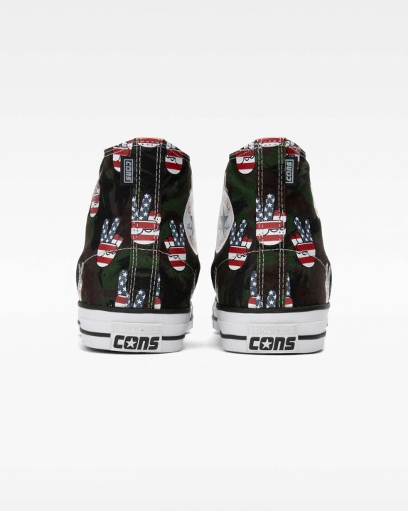 Unisex CONS Chuck Taylor All Star Pro Camo Peace High Top Cypress Green - Click Image to Close