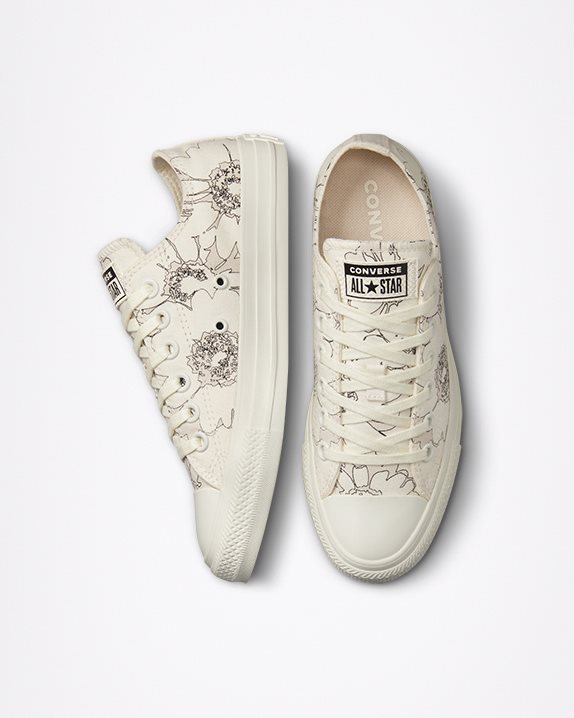 Womens Converse Chuck Taylor All Star Summer Florals Low Top Egret - Click Image to Close