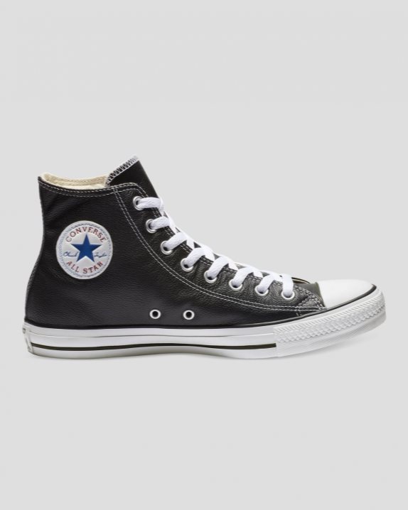 Unisex Converse Chuck Taylor All Star Leather High Top Black - Click Image to Close