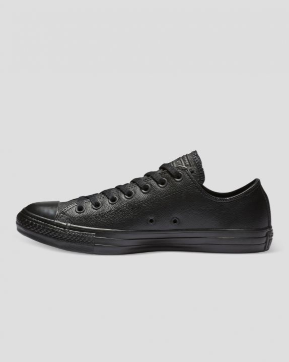 Unisex Converse Chuck Taylor All Star Leather Low Top Black Mono - Click Image to Close