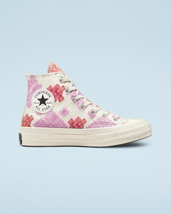 Womens Converse Chuck 70 Festival Broderie High Top Egret - Click Image to Close