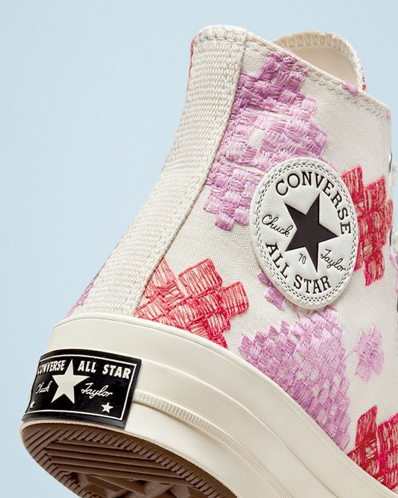 Womens Converse Chuck 70 Festival Broderie High Top Egret - Click Image to Close