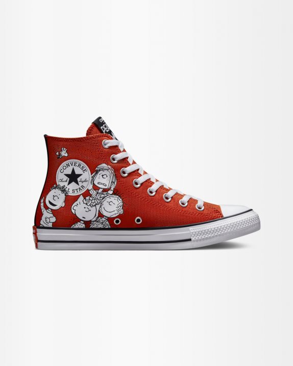 Unisex Converse X Peanuts Unisex Chuck Taylor All Star High Top Signal Red - Click Image to Close