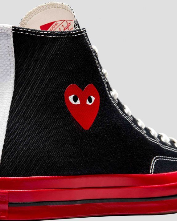 Unisex Converse X Comme des Gar?ons PLAY Chuck 70 High Top Black - Click Image to Close