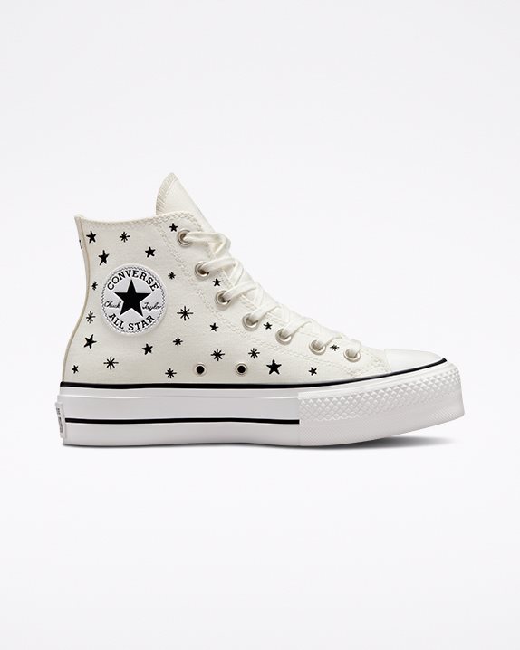 Womens Converse Chuck Taylor All Star Lift Crystal Energy High Top Egret - Click Image to Close