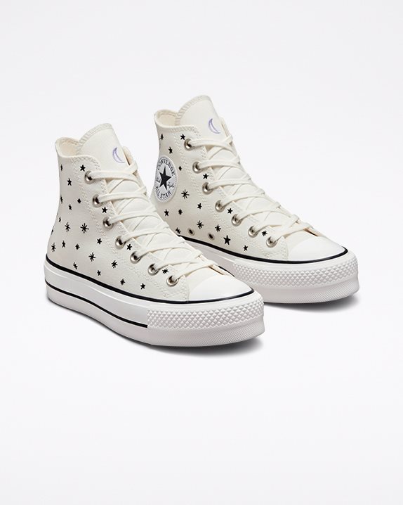 Womens Converse Chuck Taylor All Star Lift Crystal Energy High Top Egret - Click Image to Close