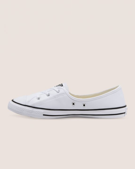 Womens Converse Chuck Taylor All Star Ballet Lace Faux Leather Slip White - Click Image to Close
