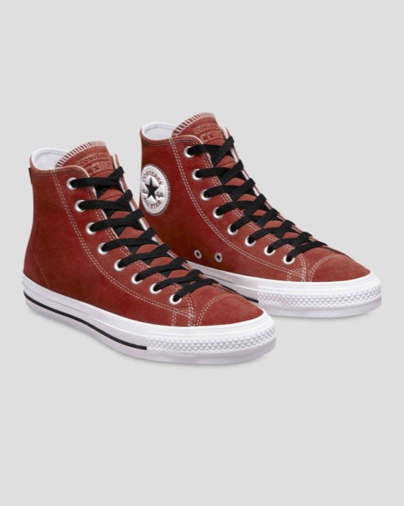 Unisex CONS Chuck Taylor All Star Pro Suede High Top Dark Terracotta - Click Image to Close