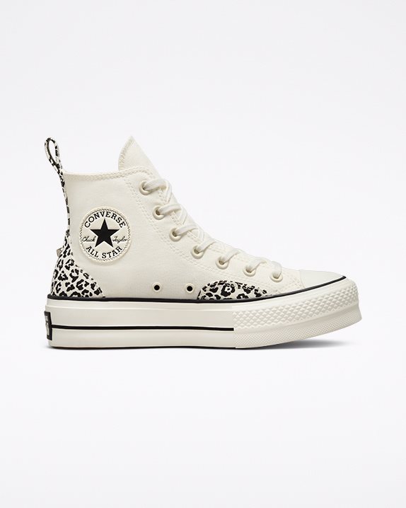 Womens Converse Chuck Taylor All Star Animalier Lift High Top Egret - Click Image to Close
