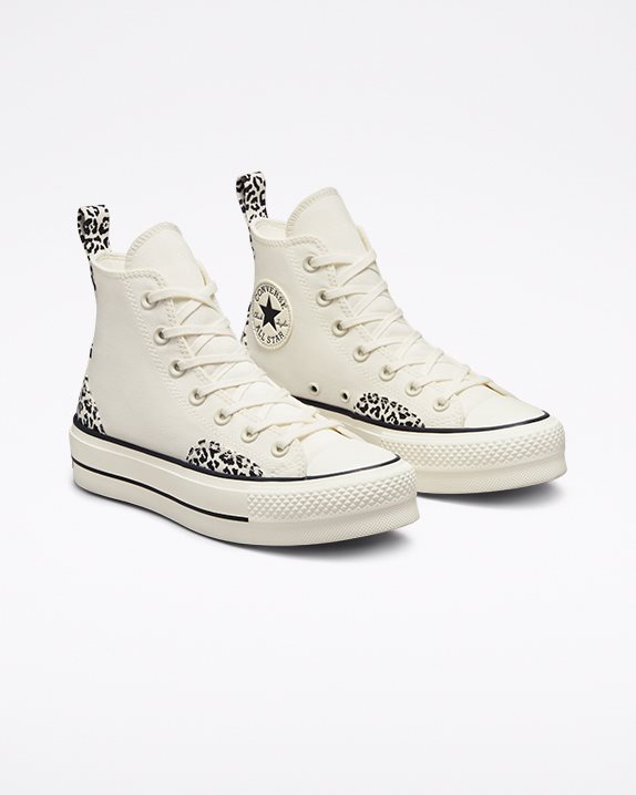 Womens Converse Chuck Taylor All Star Animalier Lift High Top Egret - Click Image to Close