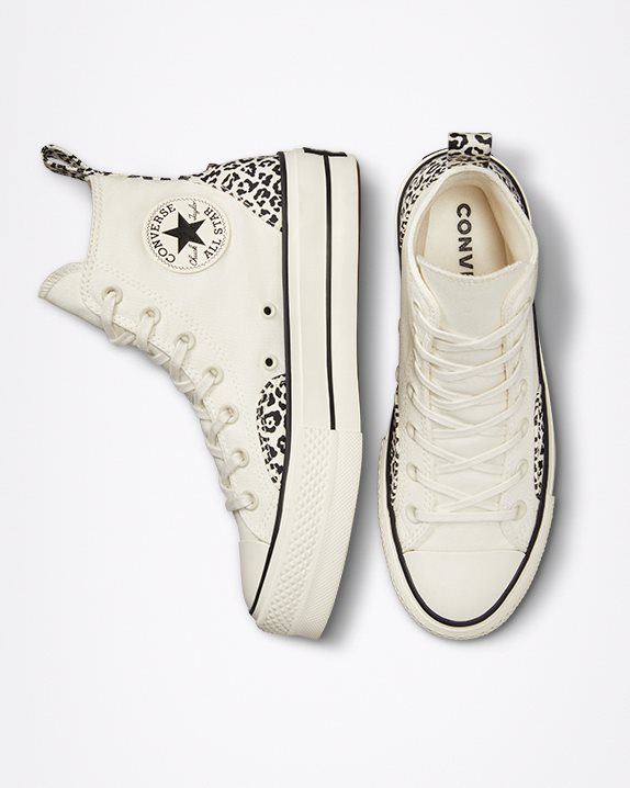 Womens Converse Chuck Taylor All Star Animalier Lift High Top Egret