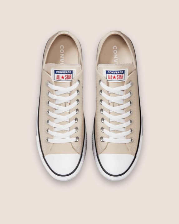 Unisex Converse Chuck Taylor All Star Faux Leather Low Top Desert Sand - Click Image to Close
