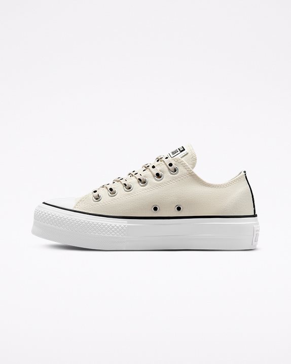 Womens Converse Chuck Taylor All Star Lift Polka Dot Low Top Egret - Click Image to Close