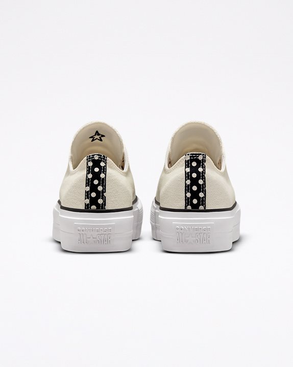 Womens Converse Chuck Taylor All Star Lift Polka Dot Low Top Egret - Click Image to Close