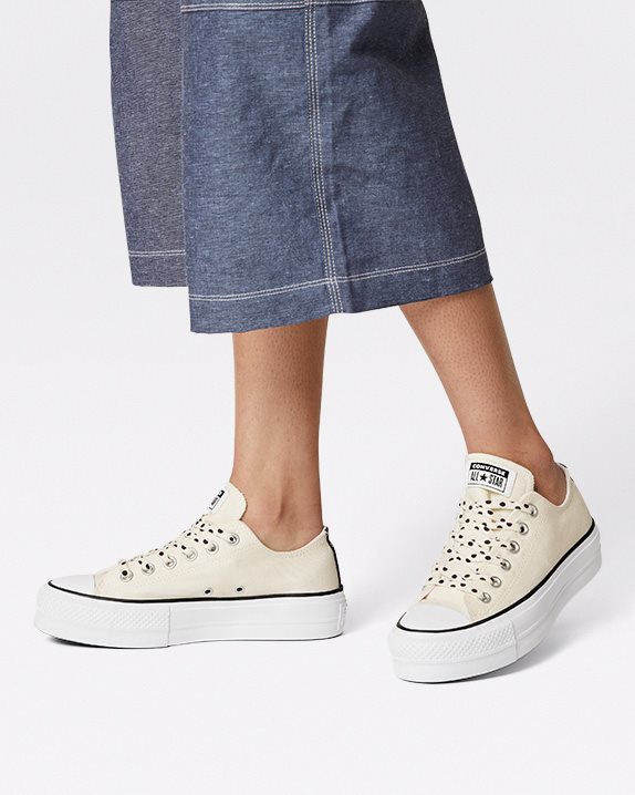 Womens Converse Chuck Taylor All Star Lift Polka Dot Low Top Egret