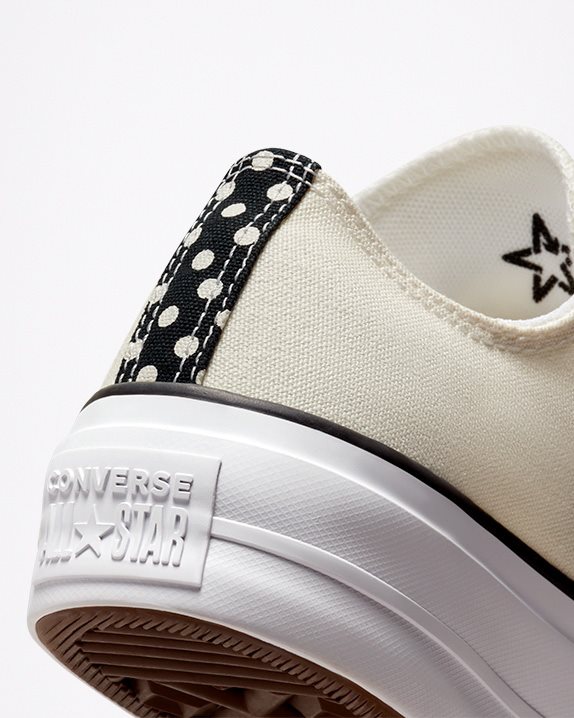 Womens Converse Chuck Taylor All Star Lift Polka Dot Low Top Egret - Click Image to Close