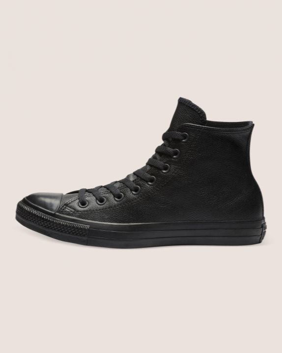 Unisex Converse Chuck Taylor All Star Leather High Top Black Mono - Click Image to Close