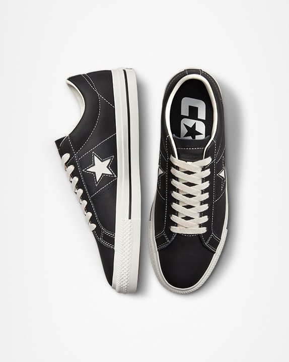 Unisex Converse One Star Pro Leather Low Top Black - Click Image to Close