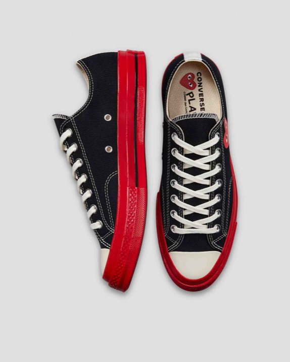 Unisex Converse X Comme des Gar?ons PLAY Chuck 70 Low Top Black - Click Image to Close