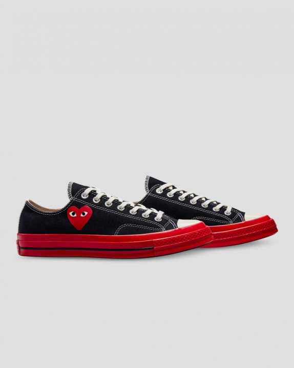 Unisex Converse X Comme des Gar?ons PLAY Chuck 70 Low Top Black - Click Image to Close