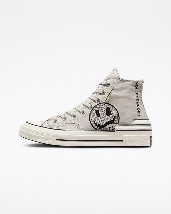 Unisex Converse Chuck 70 Trippy Heel High Top Light Bone - Click Image to Close