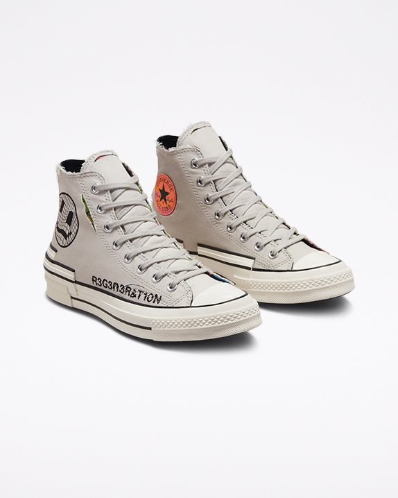 Unisex Converse Chuck 70 Trippy Heel High Top Light Bone - Click Image to Close