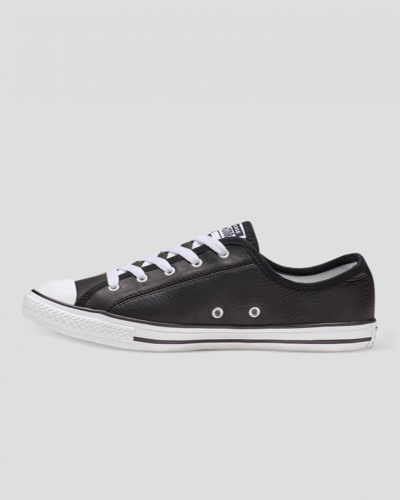 Womens Converse Chuck Taylor All Star Dainty Leather Low Top Black - Click Image to Close