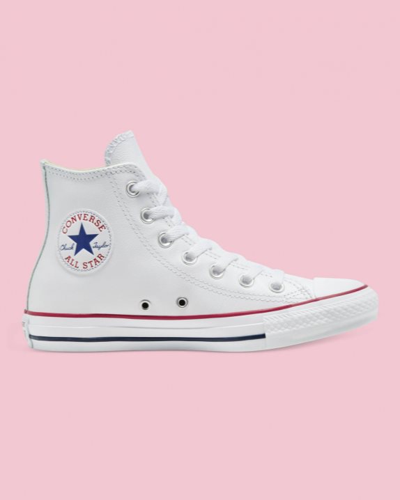 Unisex Converse Chuck Taylor All Star Leather High Top White - Click Image to Close