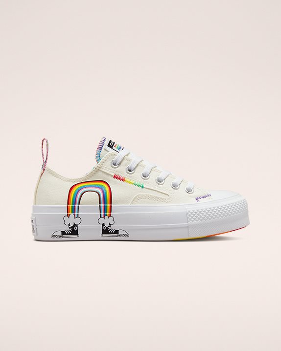 Unisex Converse Chuck Taylor All Star Pride Lift Low Top Egret - Click Image to Close