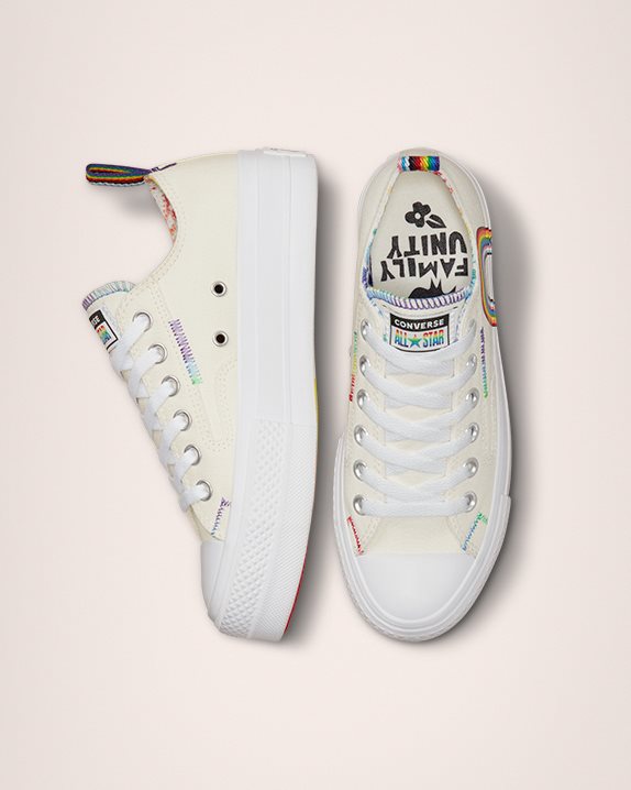 Unisex Converse Chuck Taylor All Star Pride Lift Low Top Egret - Click Image to Close