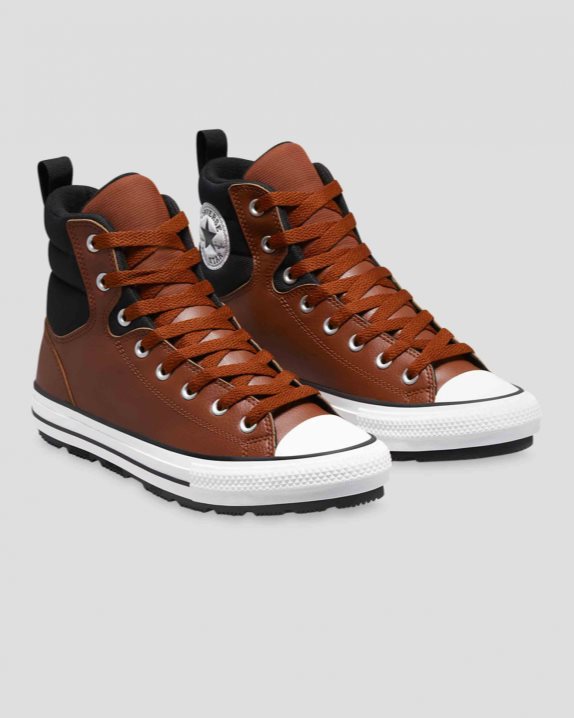 Unisex Converse Chuck Taylor All Star Faux Leather Berkshire Boot High Top Cedar Bark - Click Image to Close