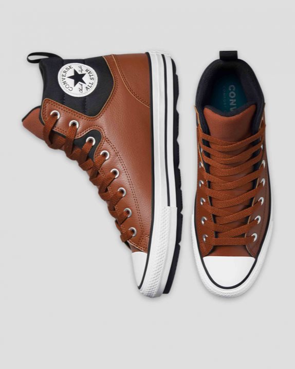 Unisex Converse Chuck Taylor All Star Faux Leather Berkshire Boot High Top Cedar Bark - Click Image to Close