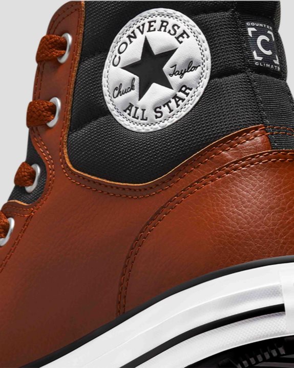 Unisex Converse Chuck Taylor All Star Faux Leather Berkshire Boot High Top Cedar Bark - Click Image to Close