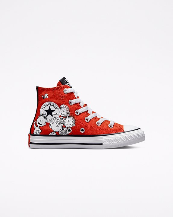 Kids Converse X Peanuts Chuck Taylor All Star Junior High Top Signal Red