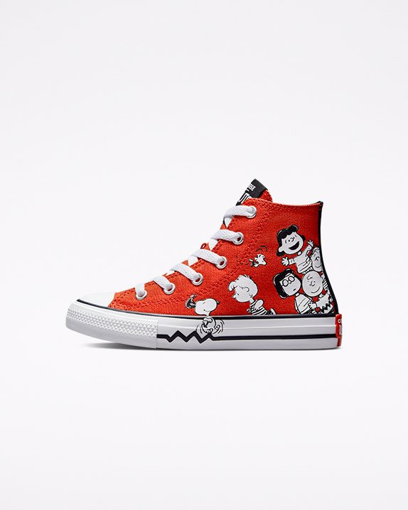 Kids Converse X Peanuts Chuck Taylor All Star Junior High Top Signal Red