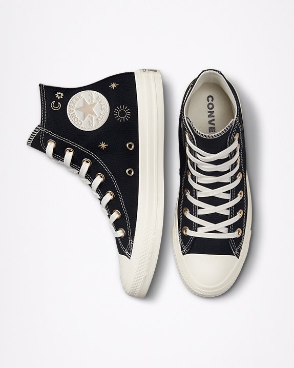 Womens Converse Chuck Taylor All Star Festival Golden Mind High Top Black - Click Image to Close