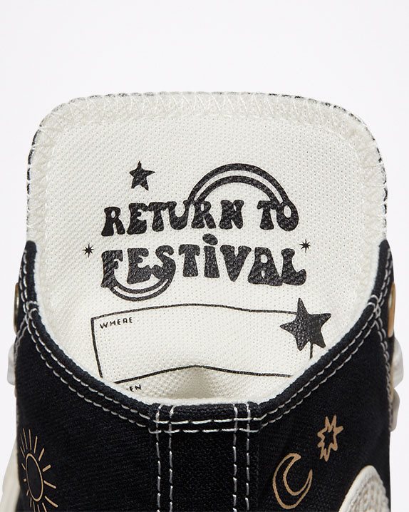 Womens Converse Chuck Taylor All Star Festival Golden Mind High Top Black - Click Image to Close