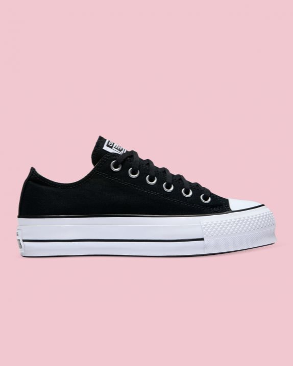 Womens Converse Chuck Taylor All Star Canvas Lift Low Top Black - Click Image to Close