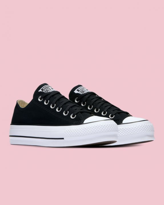 Womens Converse Chuck Taylor All Star Canvas Lift Low Top Black - Click Image to Close