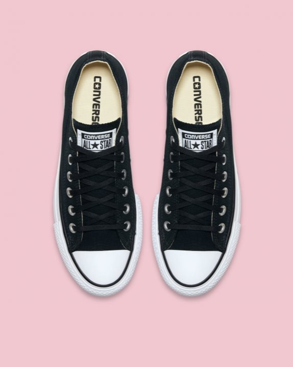 Womens Converse Chuck Taylor All Star Canvas Lift Low Top Black - Click Image to Close