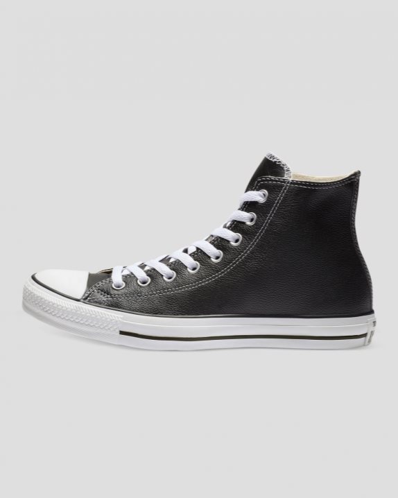 Unisex Converse Chuck Taylor All Star Leather High Top Black - Click Image to Close