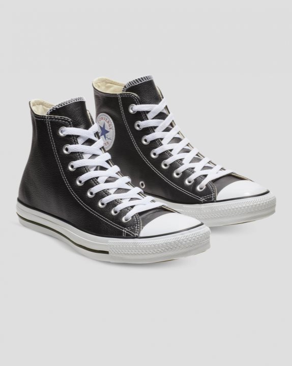 Unisex Converse Chuck Taylor All Star Leather High Top Black - Click Image to Close