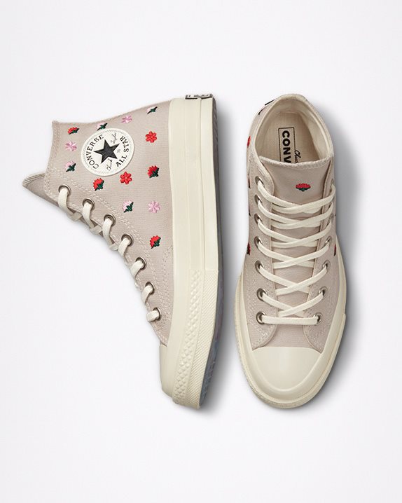 Womens Converse Chuck 70 Festival Broderie High Top Desert Sand - Click Image to Close