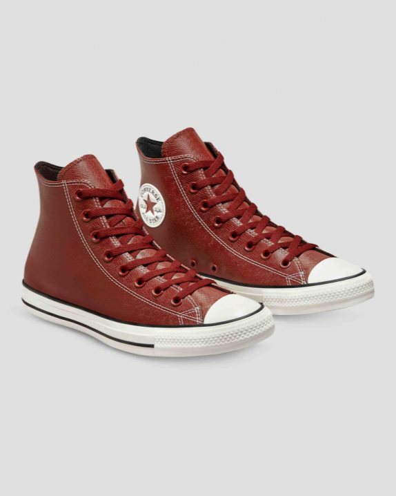 Unisex Converse Chuck Taylor All Star Embossed Leather High Top Dark Terracotta