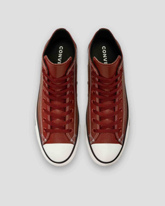 Unisex Converse Chuck Taylor All Star Embossed Leather High Top Dark Terracotta - Click Image to Close