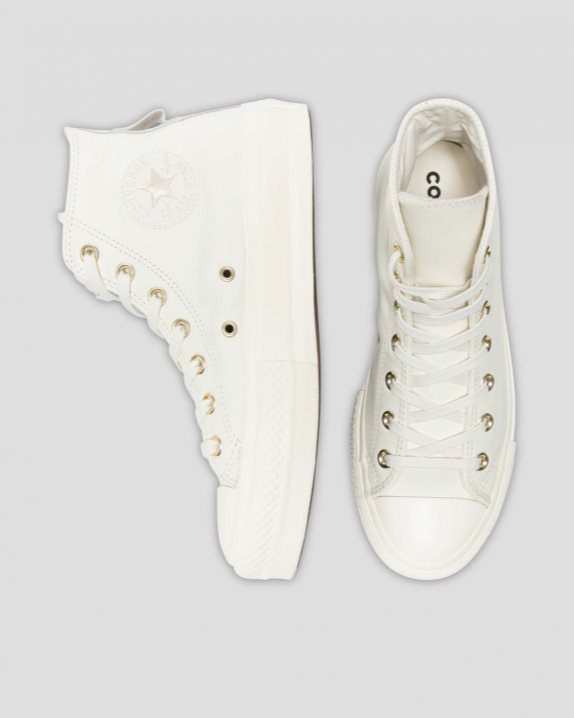 Womens Converse Chuck Taylor All Star Lift Seasonal Colour High Top Egret - Click Image to Close