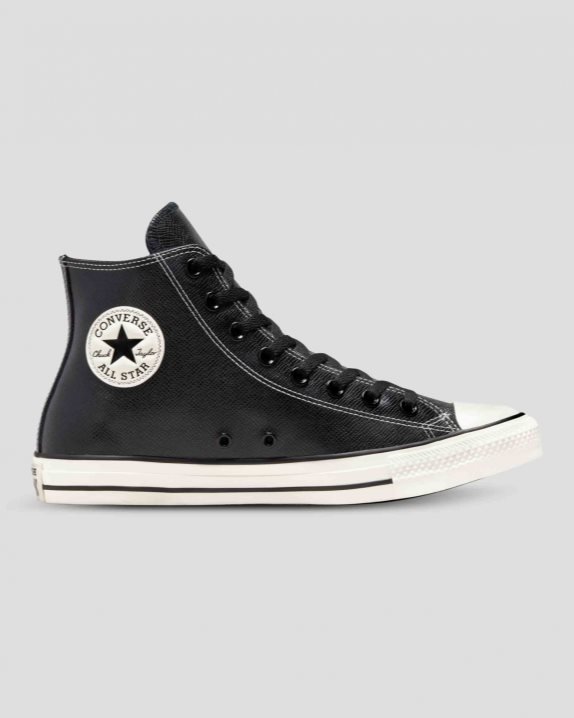 Unisex Converse Chuck Taylor All Star Embossed Leather High Top Black - Click Image to Close